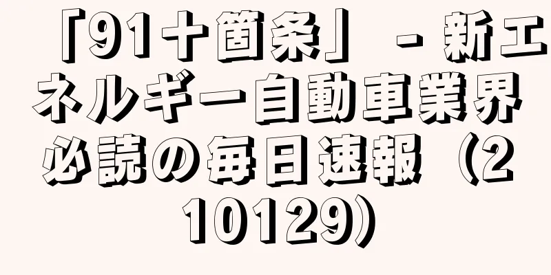 「91十箇条」 - 新エネルギー自動車業界必読の毎日速報（210129）