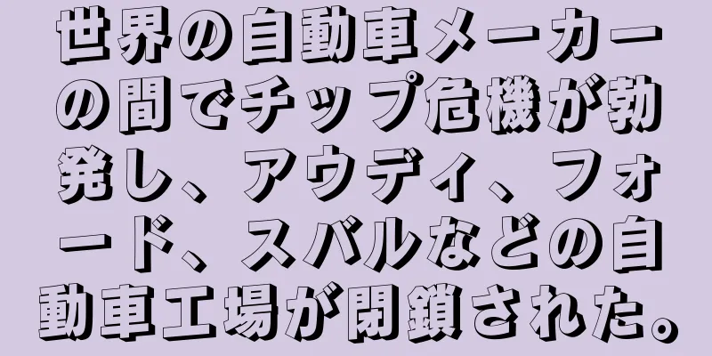 世界の自動車メーカーの間でチップ危機が勃発し、アウディ、フォード、スバルなどの自動車工場が閉鎖された。