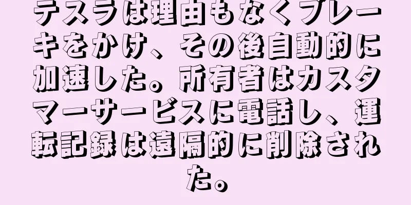 テスラは理由もなくブレーキをかけ、その後自動的に加速した。所有者はカスタマーサービスに電話し、運転記録は遠隔的に削除された。