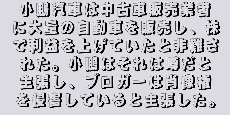 小鵬汽車は中古車販売業者に大量の自動車を販売し、株で利益を上げていたと非難された。小鵬はそれは噂だと主張し、ブロガーは肖像権を侵害していると主張した。