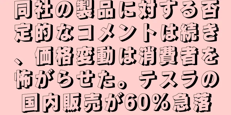 同社の製品に対する否定的なコメントは続き、価格変動は消費者を怖がらせた。テスラの国内販売が60%急落