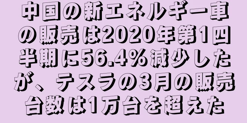 中国の新エネルギー車の販売は2020年第1四半期に56.4%減少したが、テスラの3月の販売台数は1万台を超えた