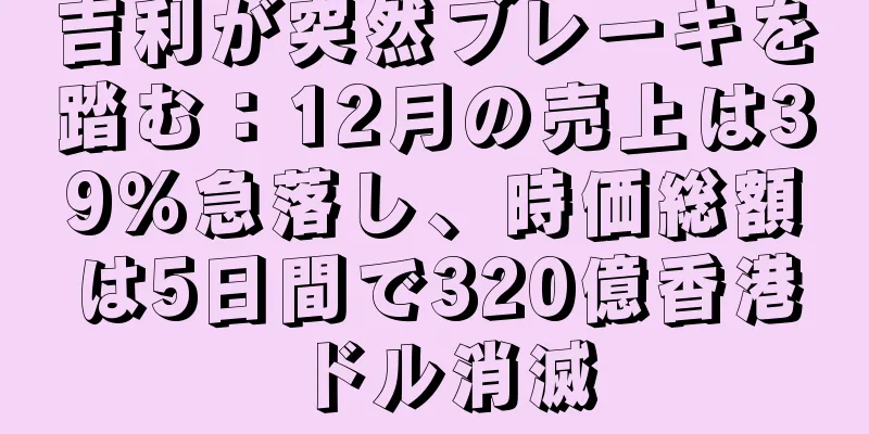 吉利が突然ブレーキを踏む：12月の売上は39％急落し、時価総額は5日間で320億香港ドル消滅