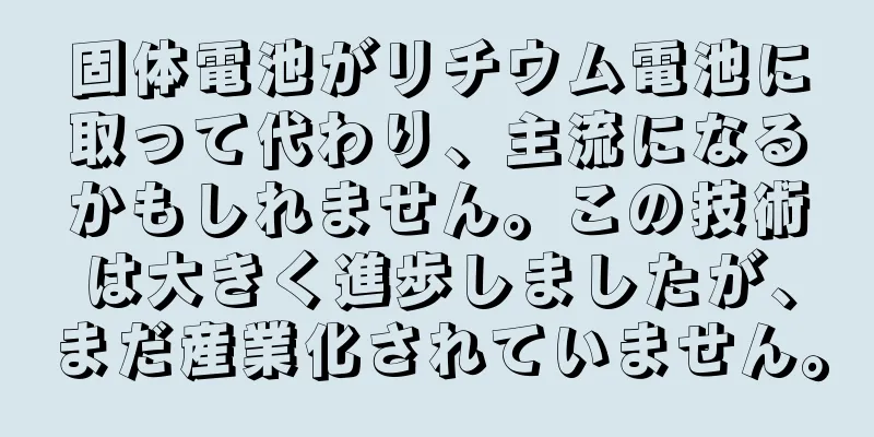 固体電池がリチウム電池に取って代わり、主流になるかもしれません。この技術は大きく進歩しましたが、まだ産業化されていません。
