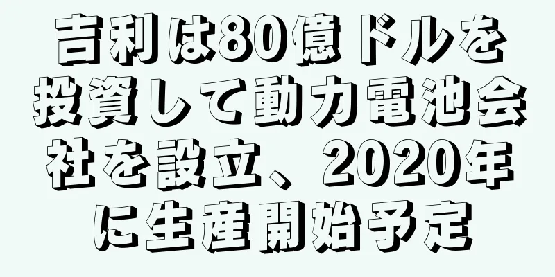 吉利は80億ドルを投資して動力電池会社を設立、2020年に生産開始予定