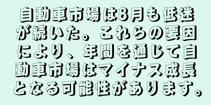 自動車市場は8月も低迷が続いた。これらの要因により、年間を通じて自動車市場はマイナス成長となる可能性があります。