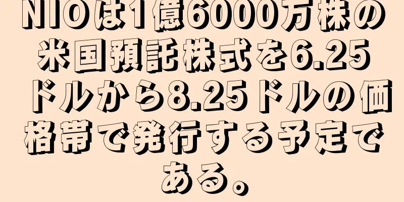 NIOは1億6000万株の米国預託株式を6.25ドルから8.25ドルの価格帯で発行する予定である。