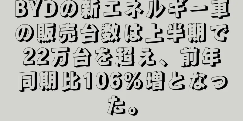 BYDの新エネルギー車の販売台数は上半期で22万台を超え、前年同期比106%増となった。