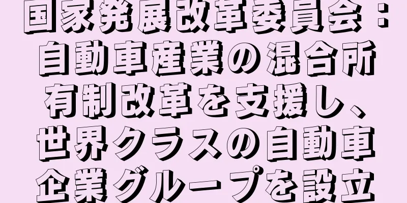 国家発展改革委員会：自動車産業の混合所有制改革を支援し、世界クラスの自動車企業グループを設立