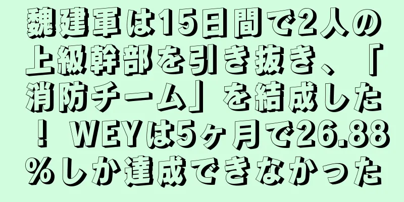 魏建軍は15日間で2人の上級幹部を引き抜き、「消防チーム」を結成した！ WEYは5ヶ月で26.88%しか達成できなかった
