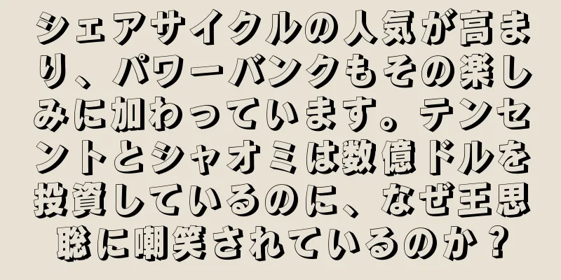 シェアサイクルの人気が高まり、パワーバンクもその楽しみに加わっています。テンセントとシャオミは数億ドルを投資しているのに、なぜ王思聡に嘲笑されているのか？