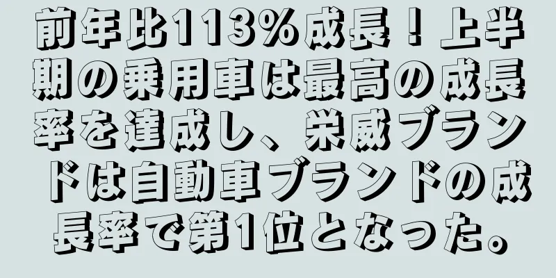 前年比113%成長！上半期の乗用車は最高の成長率を達成し、栄威ブランドは自動車ブランドの成長率で第1位となった。