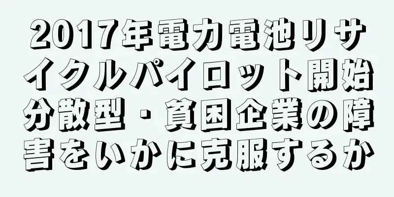2017年電力電池リサイクルパイロット開始分散型・貧困企業の障害をいかに克服するか