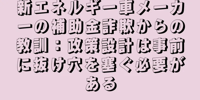 新エネルギー車メーカーの補助金詐欺からの教訓：政策設計は事前に抜け穴を塞ぐ必要がある