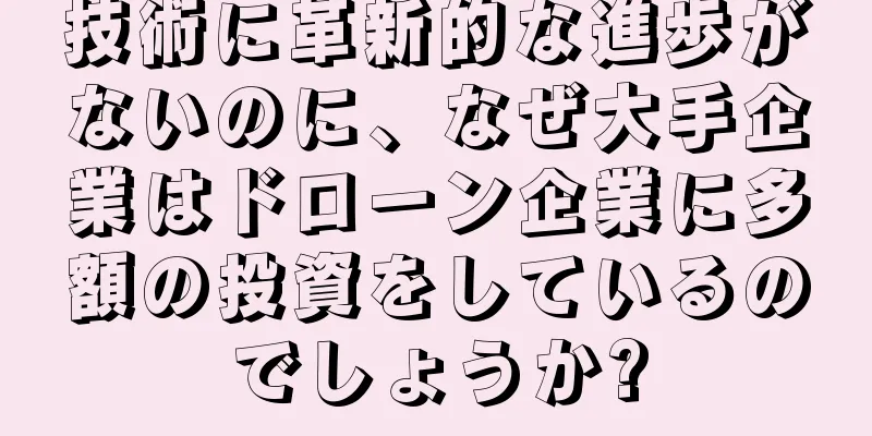 技術に革新的な進歩がないのに、なぜ大手企業はドローン企業に多額の投資をしているのでしょうか?