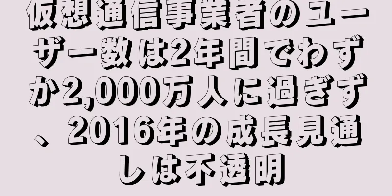 仮想通信事業者のユーザー数は2年間でわずか2,000万人に過ぎず、2016年の成長見通しは不透明