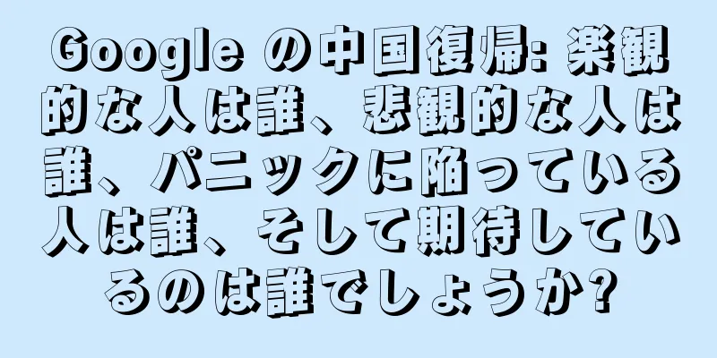 Google の中国復帰: 楽観的な人は誰、悲観的な人は誰、パニックに陥っている人は誰、そして期待しているのは誰でしょうか?