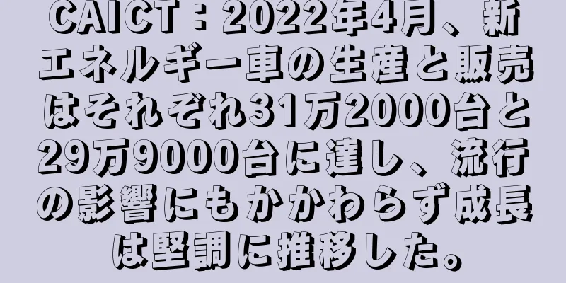 CAICT：2022年4月、新エネルギー車の生産と販売はそれぞれ31万2000台と29万9000台に達し、流行の影響にもかかわらず成長は堅調に推移した。