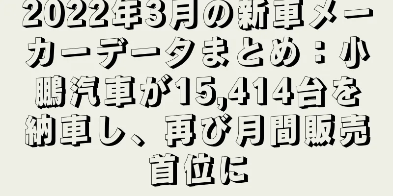 2022年3月の新車メーカーデータまとめ：小鵬汽車が15,414台を納車し、再び月間販売首位に
