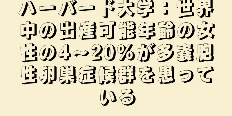 ハーバード大学：世界中の出産可能年齢の女性の4～20％が多嚢胞性卵巣症候群を患っている
