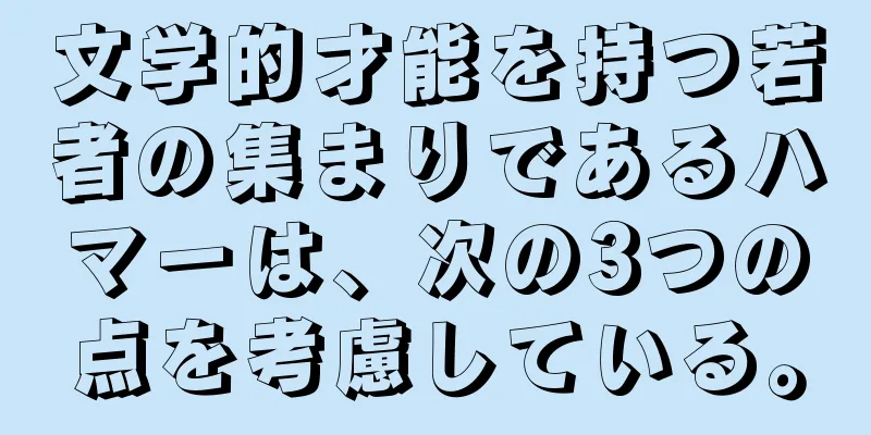 文学的才能を持つ若者の集まりであるハマーは、次の3つの点を考慮している。