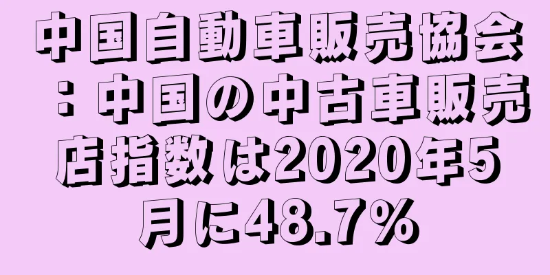 中国自動車販売協会：中国の中古車販売店指数は2020年5月に48.7％