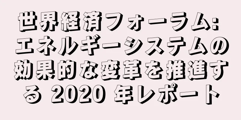 世界経済フォーラム: エネルギーシステムの効果的な変革を推進する 2020 年レポート