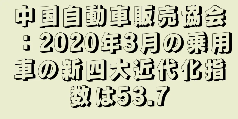 中国自動車販売協会：2020年3月の乗用車の新四大近代化指数は53.7