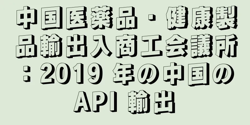 中国医薬品・健康製品輸出入商工会議所：2019 年の中国の API 輸出