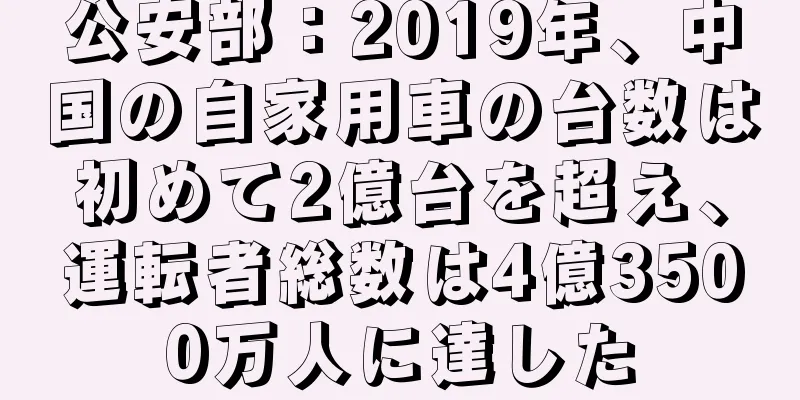 公安部：2019年、中国の自家用車の台数は初めて2億台を超え、運転者総数は4億3500万人に達した