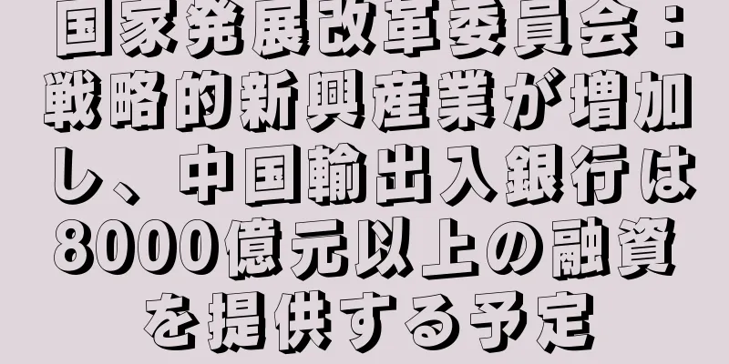 国家発展改革委員会：戦略的新興産業が増加し、中国輸出入銀行は8000億元以上の融資を提供する予定