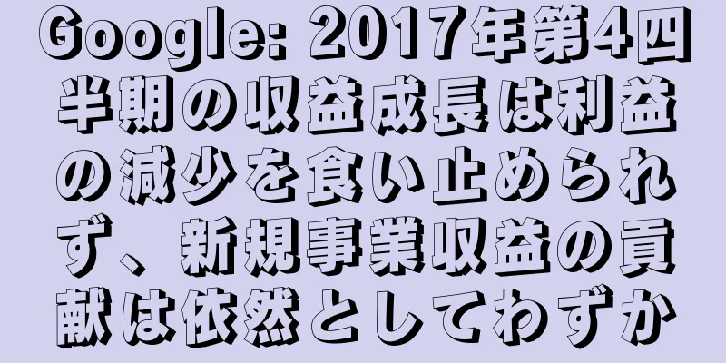 Google: 2017年第4四半期の収益成長は利益の減少を食い止められず、新規事業収益の貢献は依然としてわずか