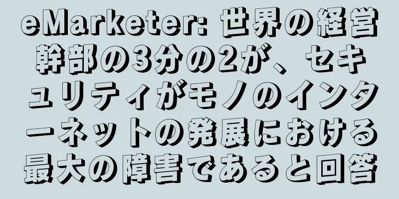 eMarketer: 世界の経営幹部の3分の2が、セキュリティがモノのインターネットの発展における最大の障害であると回答