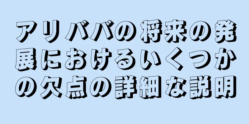 アリババの将来の発展におけるいくつかの欠点の詳細な説明