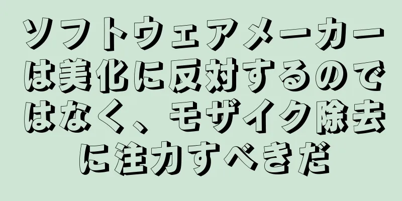 ソフトウェアメーカーは美化に反対するのではなく、モザイク除去に注力すべきだ