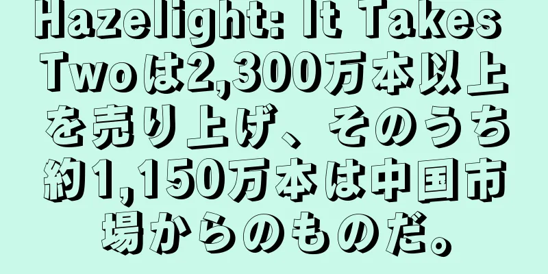 Hazelight: It Takes Twoは2,300万本以上を売り上げ、そのうち約1,150万本は中国市場からのものだ。