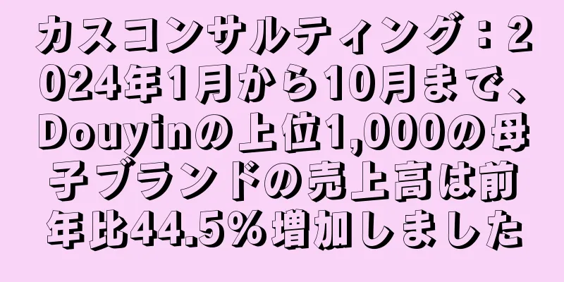 カスコンサルティング：2024年1月から10月まで、Douyinの上位1,000の母子ブランドの売上高は前年比44.5％増加しました