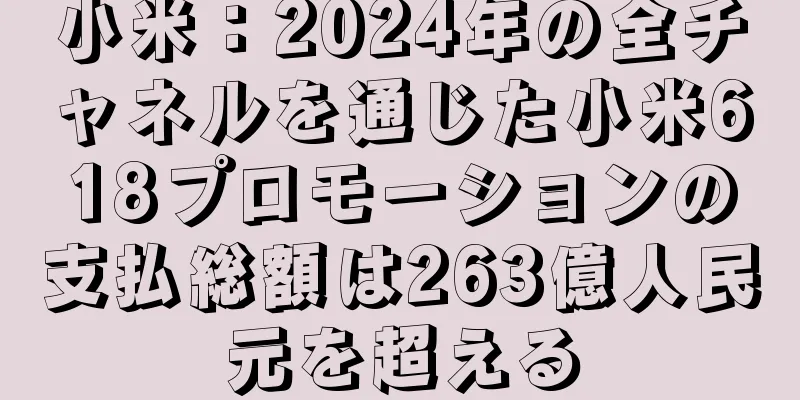小米：2024年の全チャネルを通じた小米618プロモーションの支払総額は263億人民元を超える