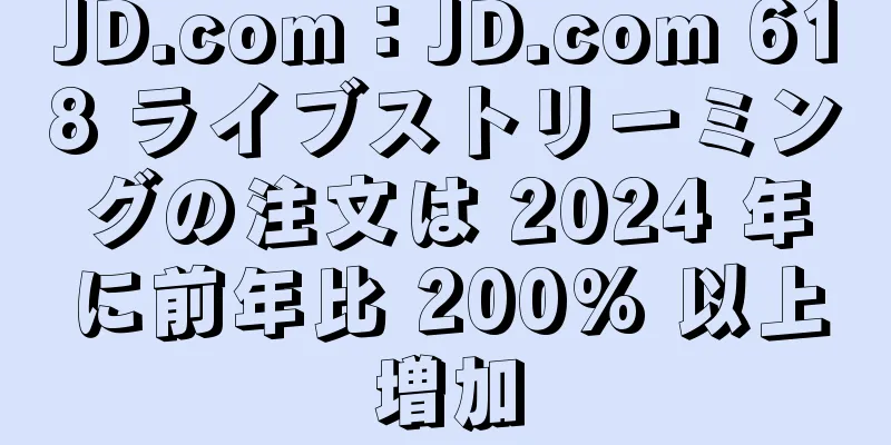 JD.com：JD.com 618 ライブストリーミングの注文は 2024 年に前年比 200% 以上増加