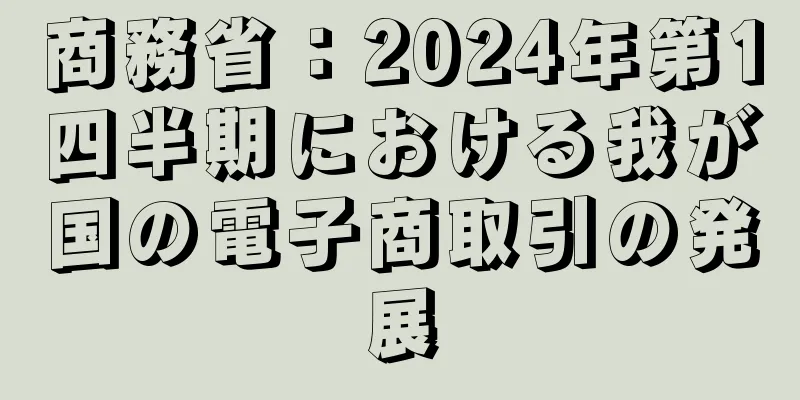 商務省：2024年第1四半期における我が国の電子商取引の発展