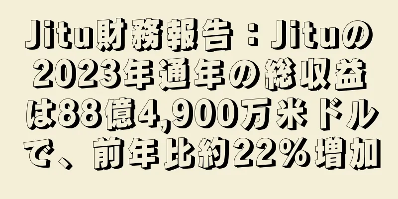 Jitu財務報告：Jituの2023年通年の総収益は88億4,900万米ドルで、前年比約22％増加
