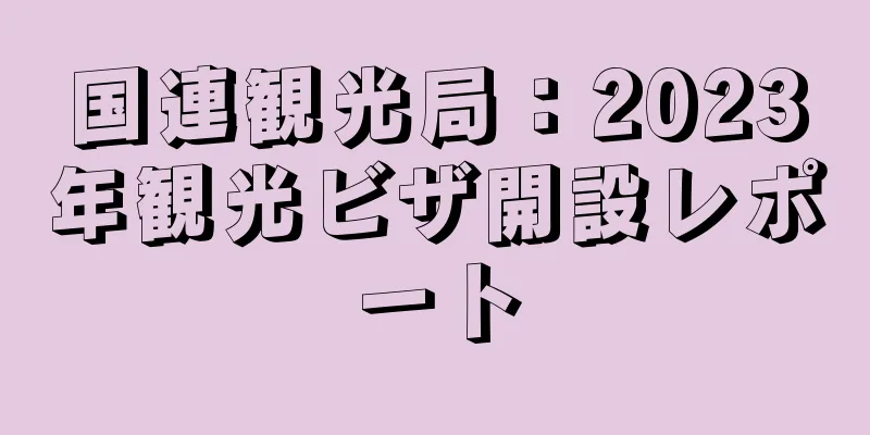 国連観光局：2023年観光ビザ開設レポート