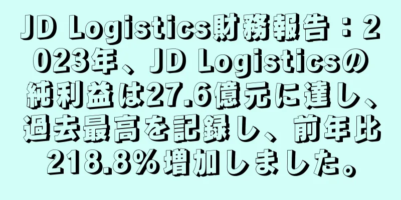 JD Logistics財務報告：2023年、JD Logisticsの純利益は27.6億元に達し、過去最高を記録し、前年比218.8％増加しました。