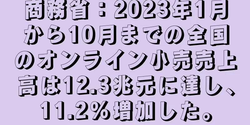 商務省：2023年1月から10月までの全国のオンライン小売売上高は12.3兆元に達し、11.2％増加した。