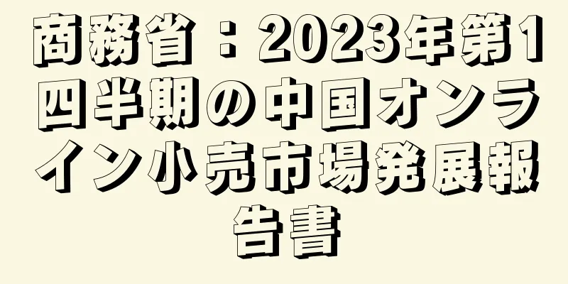 商務省：2023年第1四半期の中国オンライン小売市場発展報告書