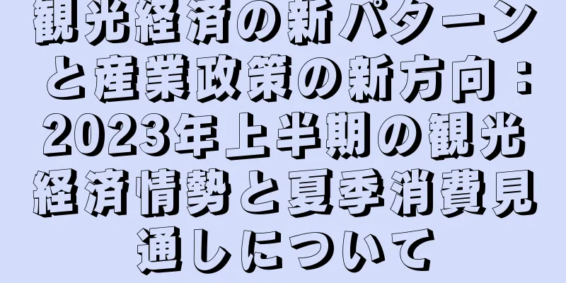 観光経済の新パターンと産業政策の新方向：2023年上半期の観光経済情勢と夏季消費見通しについて