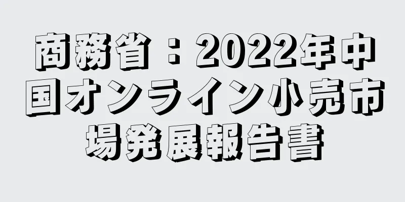 商務省：2022年中国オンライン小売市場発展報告書