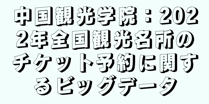 中国観光学院：2022年全国観光名所のチケット予約に関するビッグデータ