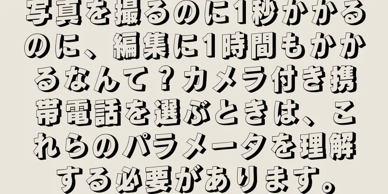 写真を撮るのに1秒かかるのに、編集に1時間もかかるなんて？カメラ付き携帯電話を選ぶときは、これらのパラメータを理解する必要があります。