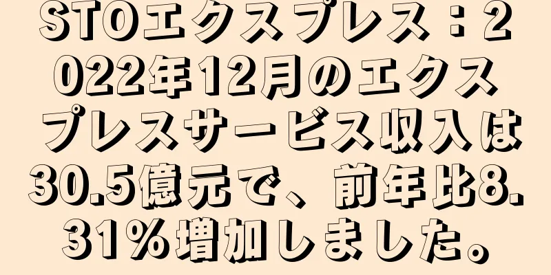 STOエクスプレス：2022年12月のエクスプレスサービス収入は30.5億元で、前年比8.31％増加しました。